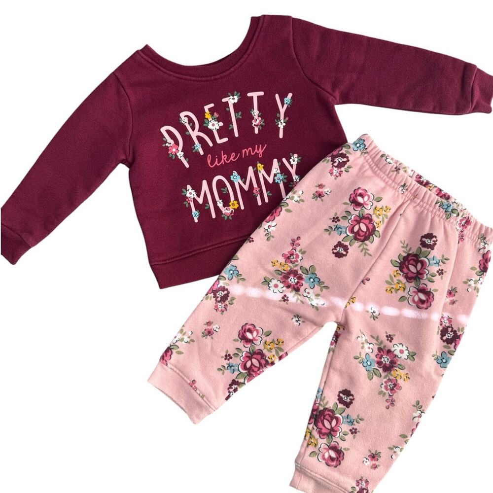 Garanimals Long Sleeve Matching Outfit Baby Girl Floral Pink 6-9 Months